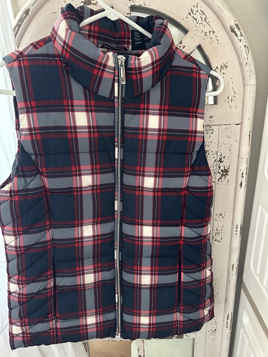 Tommy Hilfiger Jackets & Blazers - Tommy Hilfiger Navy Red White Plaid Puffer Vest